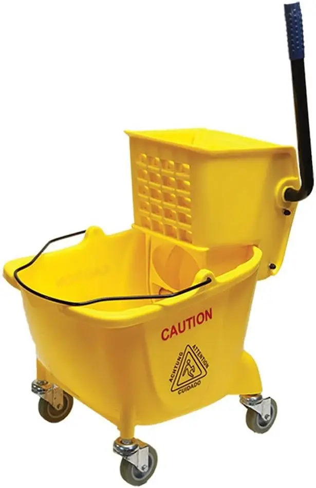 

Commercial Mop Bucket with Side Press Wringer on Wheels, 35-Quart Yellow