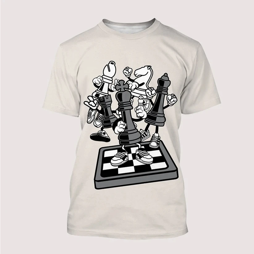 International Chess Board 3d Print T-shirt Child Fashion Oversized T-shirts Boys Girls Harajuku Short Sleeve Tops Kids Clothing