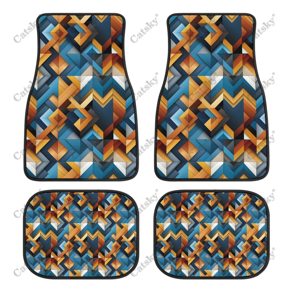 Abstract Shapes Cool Design Car Auto Floor Mats Carpet, Customized Car Floor Mats All Weather Automotive Floor Pad Stylish