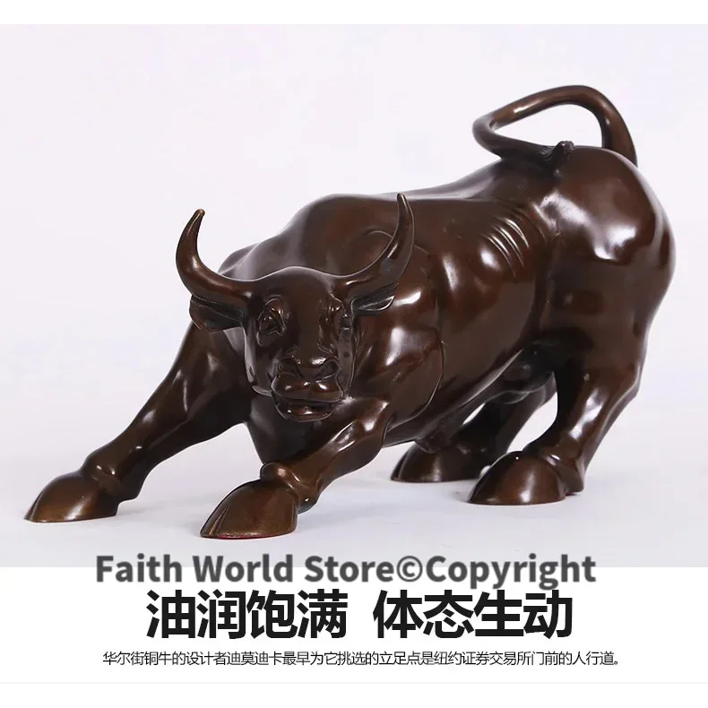 GOOD -2020 Good luck Mascot stock-market Wall Street bull BRONZE Decorative sculpture HOME company Shop OFFICE TOP Business art