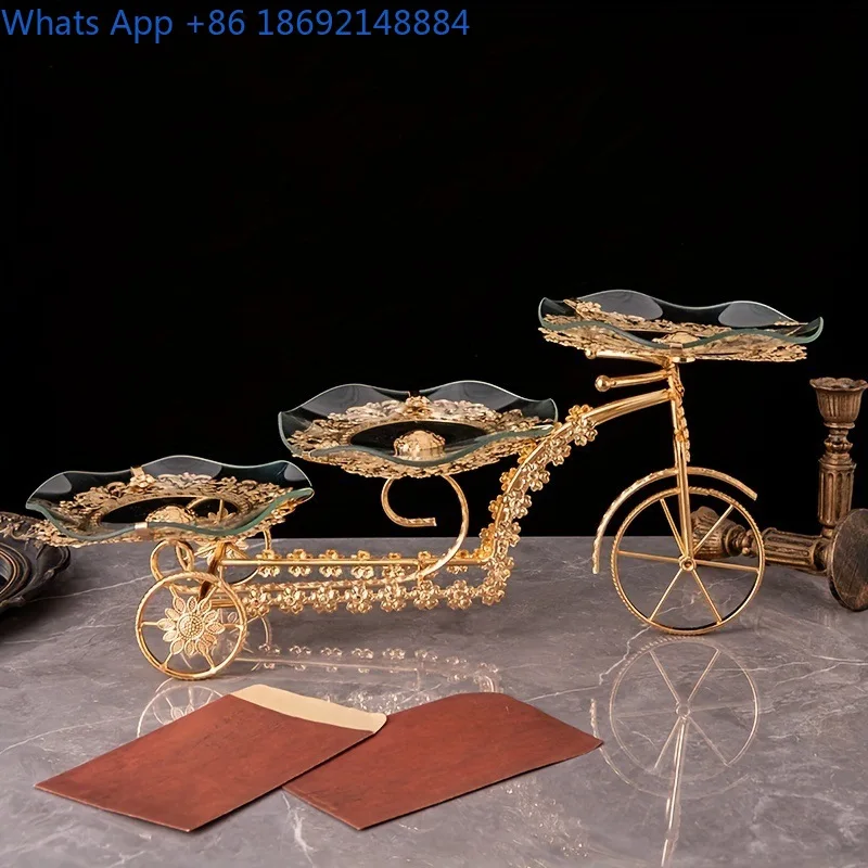 

European Style Glass Fruit Plate Three-Layer Light Luxury Restaurant Hotel Wedding Candy Plate Snack Storage Plate