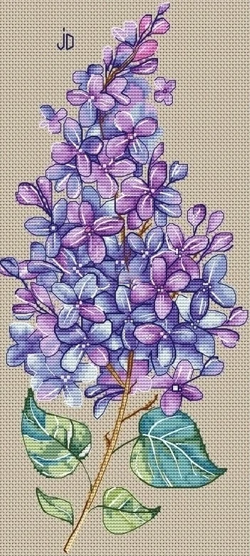 A bouquet of lilacs 25-42 Embroidery Kits,Cross Ktitch Kits,Cotton Frabric DIY Homefun Embroidery Needle Work