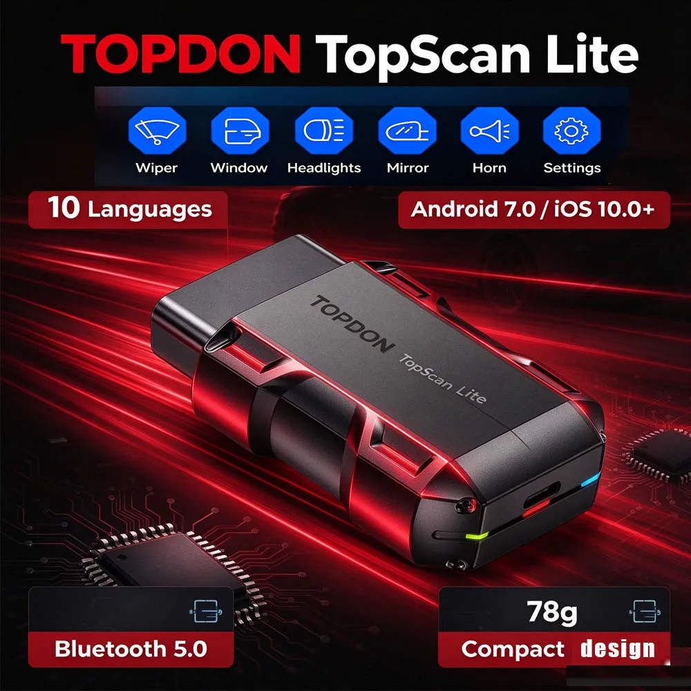 TOPDON TopScan Lite  Supports full functionalities Including Reading DTCs, Clearing DTCs, Live Data Bluetooth OBD2 Code Reader