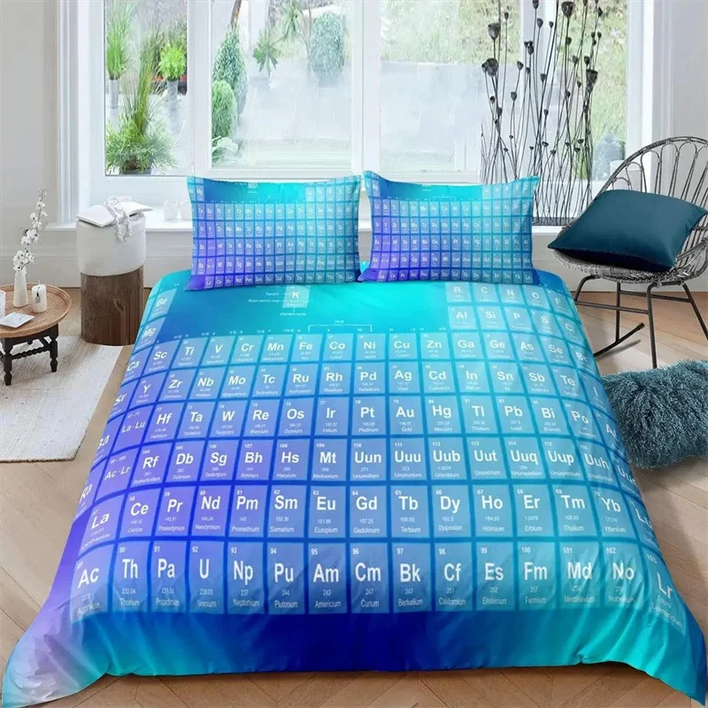 Science Duvet Cover Periodic Table Of Elements Bedding Sets Chemistry Lovers Learning Image Polyester Bedding Set Blue Purple