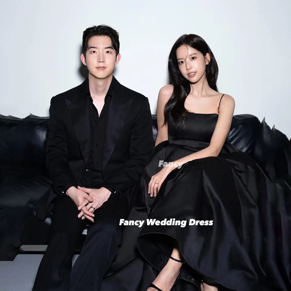 Fancy Simple a line Korea Wedding Dress Soft Satin Spaghetti Straps Bridal Gowns Back Corset Customized 웨딩드레스