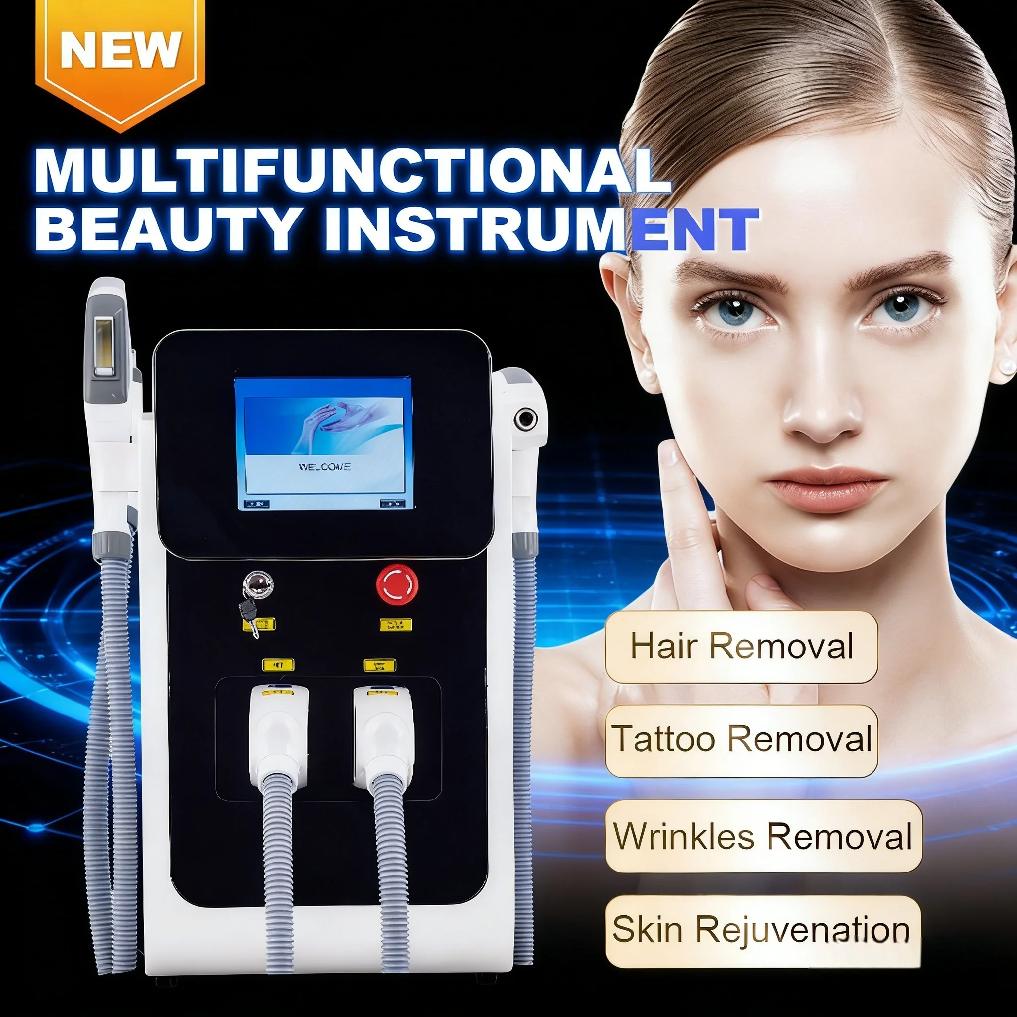 

Многофункциональный аппарат 3-в-1: OPT IPL для удаления волос, пикосекундный лазер для удаления веснушек и татуировок, отбеливания и омоложения кожи