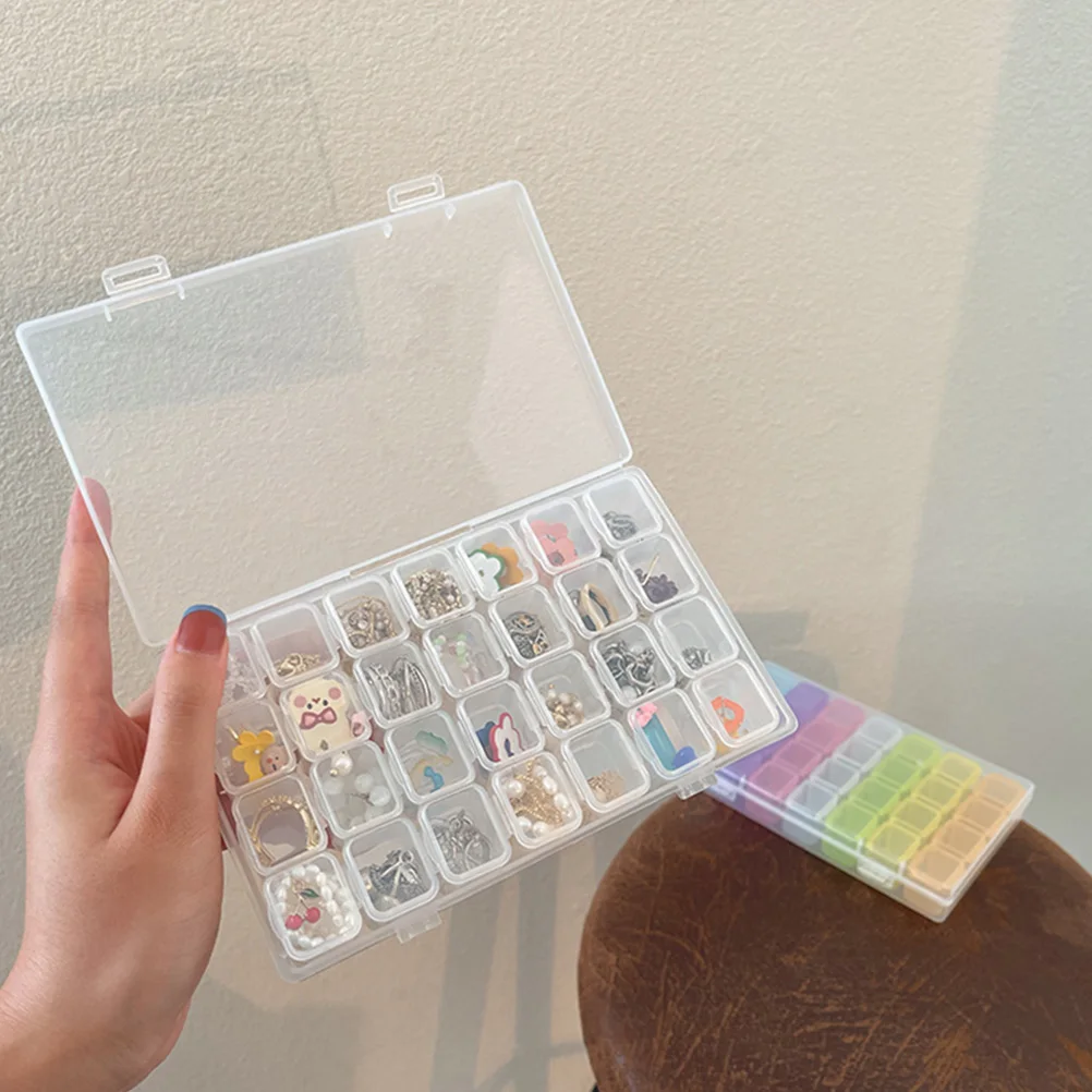

28 grid Plastic Transparent Storage Box Mini Buttons Case Bead Container ganizer jewelry storage solution household