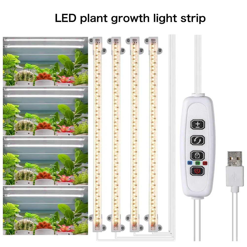 

LED Plant Grow Light Strips Full Spectrum USB Auto ON/Off Timer 9 Dimmable Levels Sunlike Grow Lamp For Indoor Plants