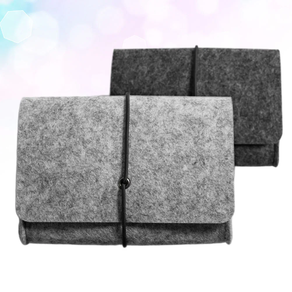

2Pcs Felt Storage Bag Portable Comfortable Durable Phone Pouch Electronics Accessories Organizer for Dorm Room Sofa Chair Dark