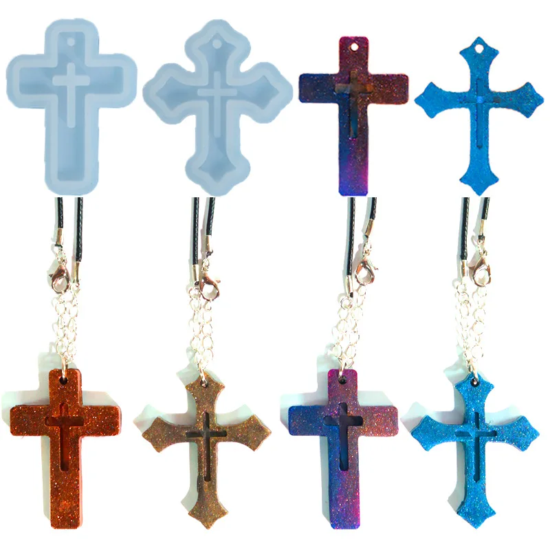 DIY Cross Pendant Epoxy Silicone Mold Jewelry Necklace Keychain Pendant Decoration Resin Silicone Molds