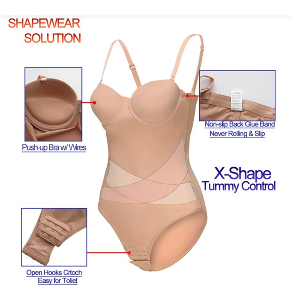 Becirzet Bodysuit Shapewear für Damen, Bauchkontrolle, Schlankheits- und Po-Former, abnehmbarer Schultergurt, Damenunterwäsche – Detail 5