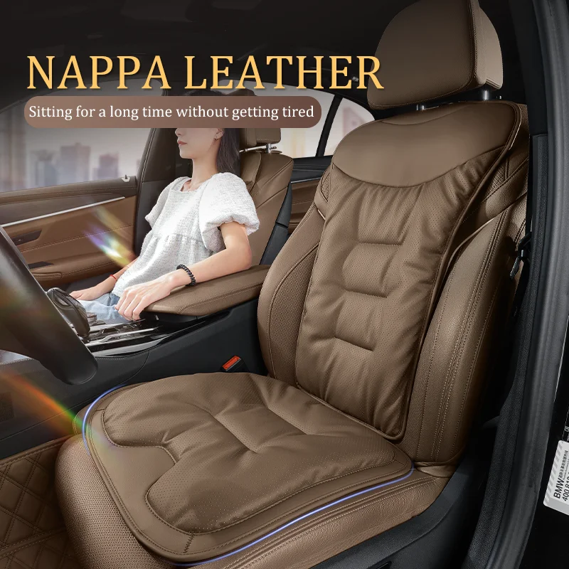 7Pcs Car Cushion Seat Cushion Backrest Single Piece Plush Nappa Leather Breathable Velvet Four Season Universal Auto Interior