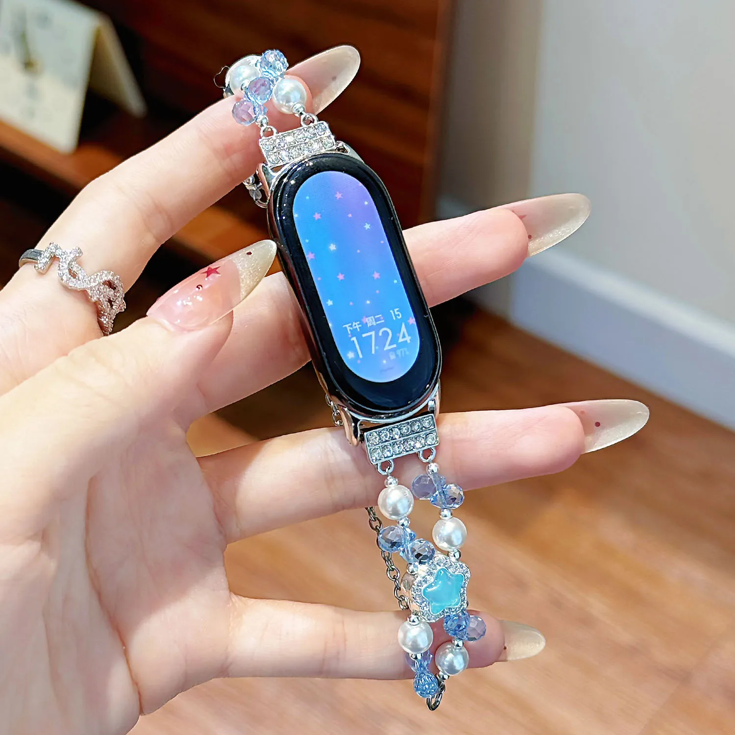 Fashion Cubic Zirconia Beaded Strap for Xiaomi Mi Band 11 10 9 8 Pro Women Bracelet for Redmi Watch 6 5 4 Jewelry Metal Chain