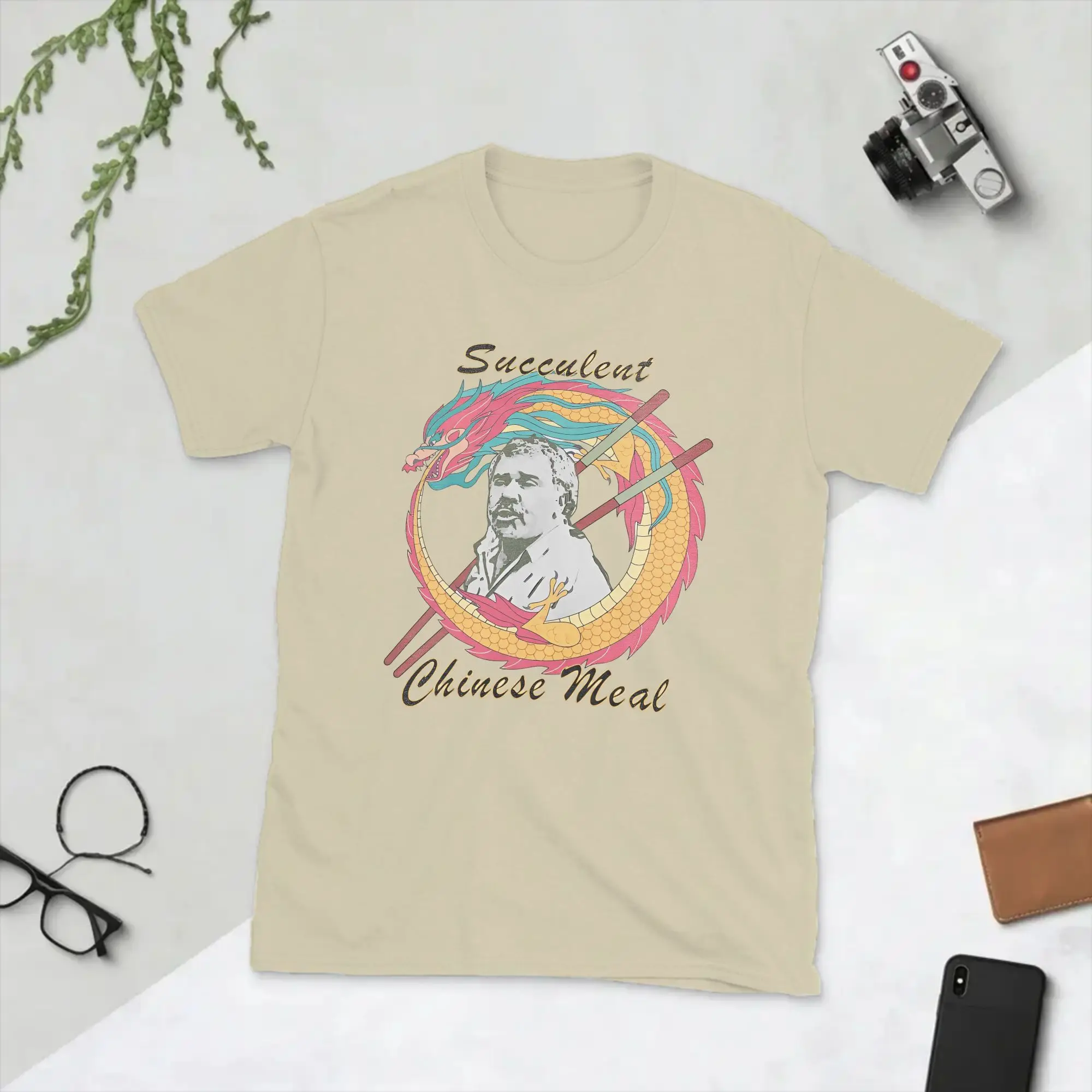Funny Succulent Chinese Meal Meme Men's T Shirts  Novelty Tees Short Sleeve Crewneck T-Shirt 100% Cotton Plus Size Tops
