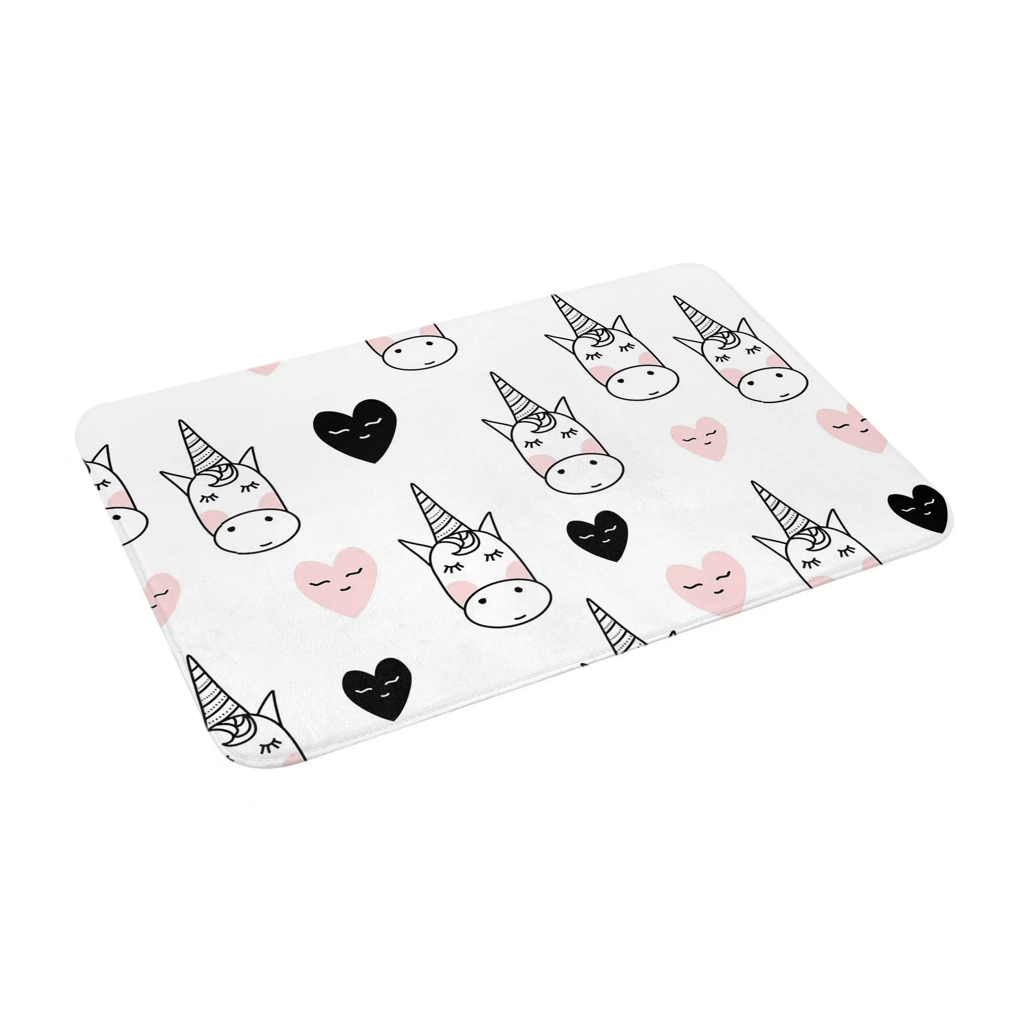 

Lovely Unicorns and Hearts Anti-slip Doormat Floor Mat Antiwear Carpet Rug for Kitchen Entrance Home Living room Footpad Mats