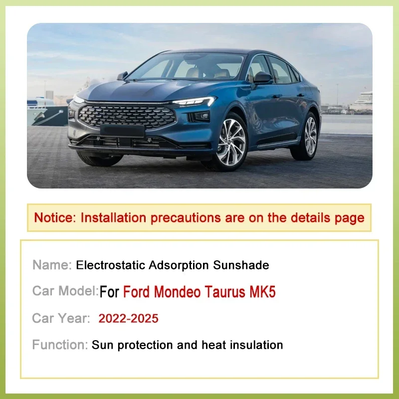 Car Sunroof For Ford Mondeo Taurus MK5 2022 2023 2024 2025 Roof Sunshades Electrostatic Adsorption Sun Shade Skylight Auto Parts