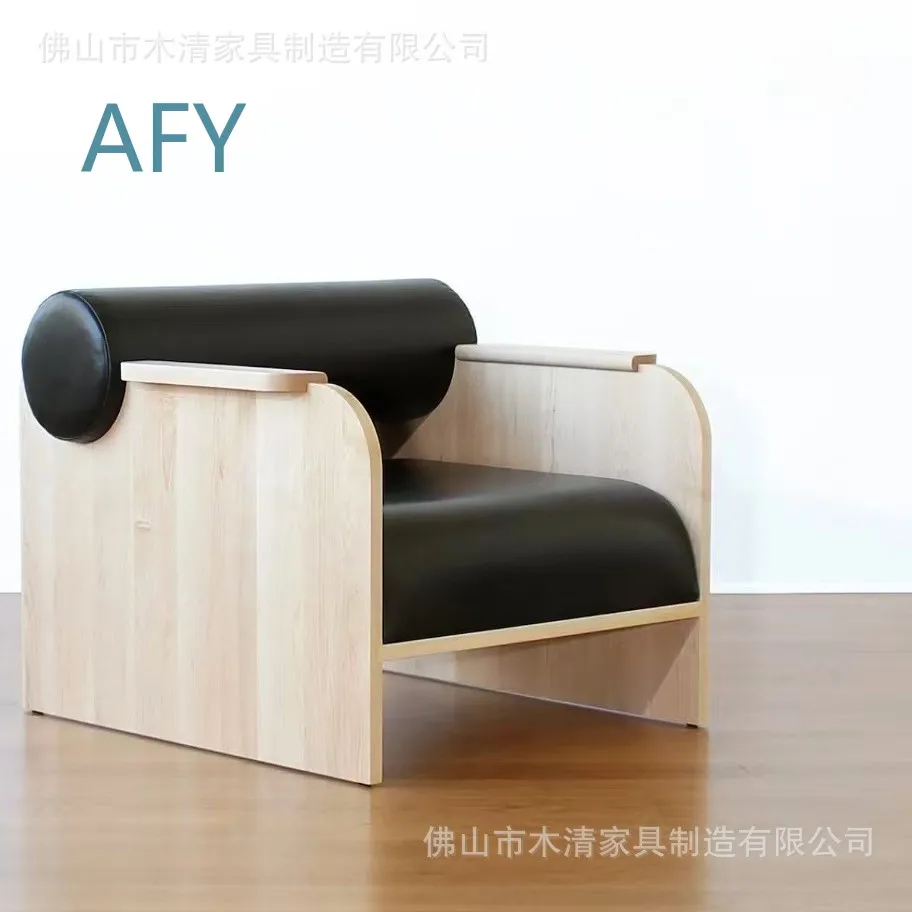 Modern Minimalist White Ash Wood Single Armchair for Living Room Hotel Furniture Upholstered Fabric Accent Chair for Home