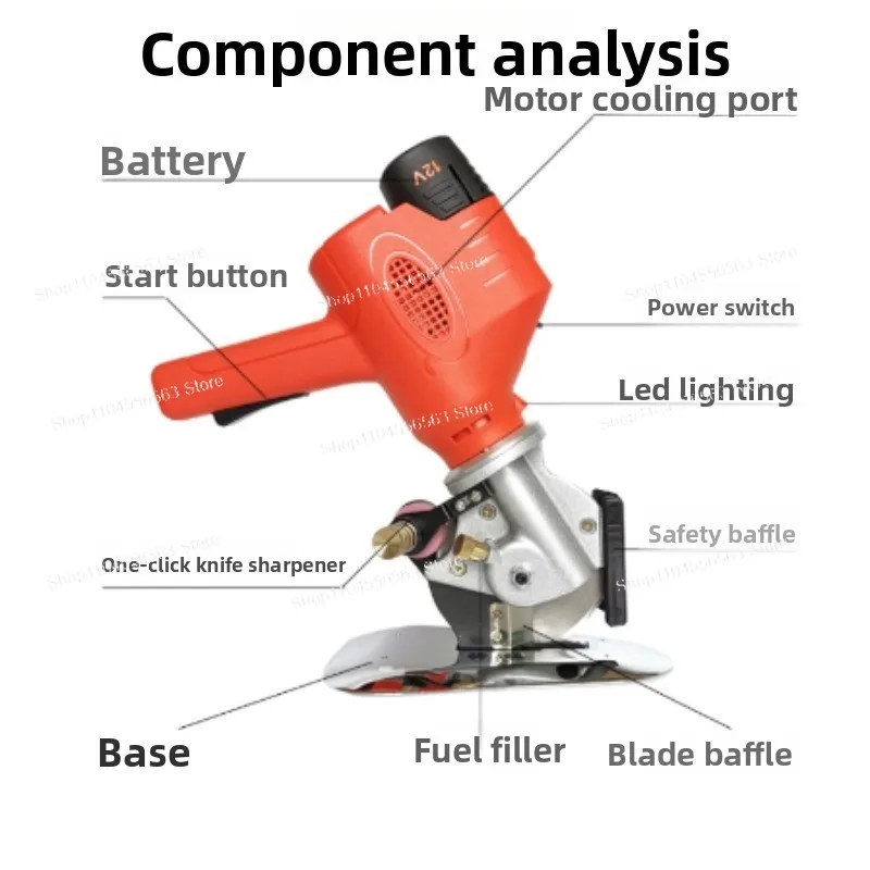 DC-100 Cordless Electric Round Scissors - Electric Round Knife for Cloth/Leather/Fabric Cutting