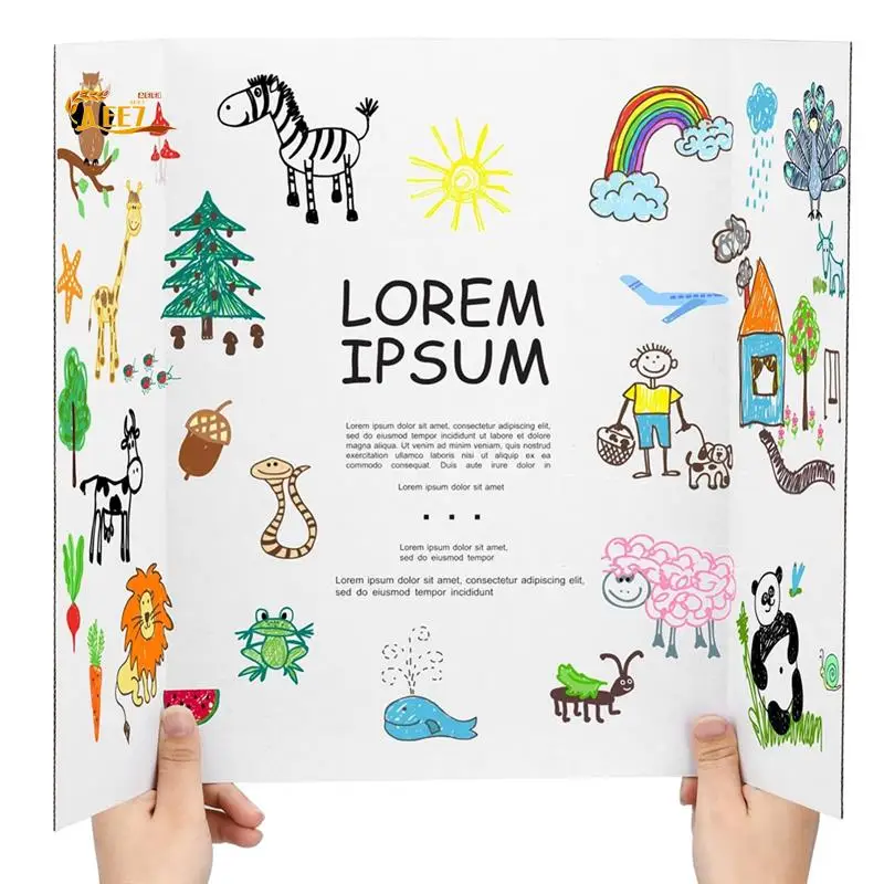 

AEE7-4 Pcs Trifold Poster Board, White Poster Board Comes With Sticky Accessories, Corrugate Presentation Boards