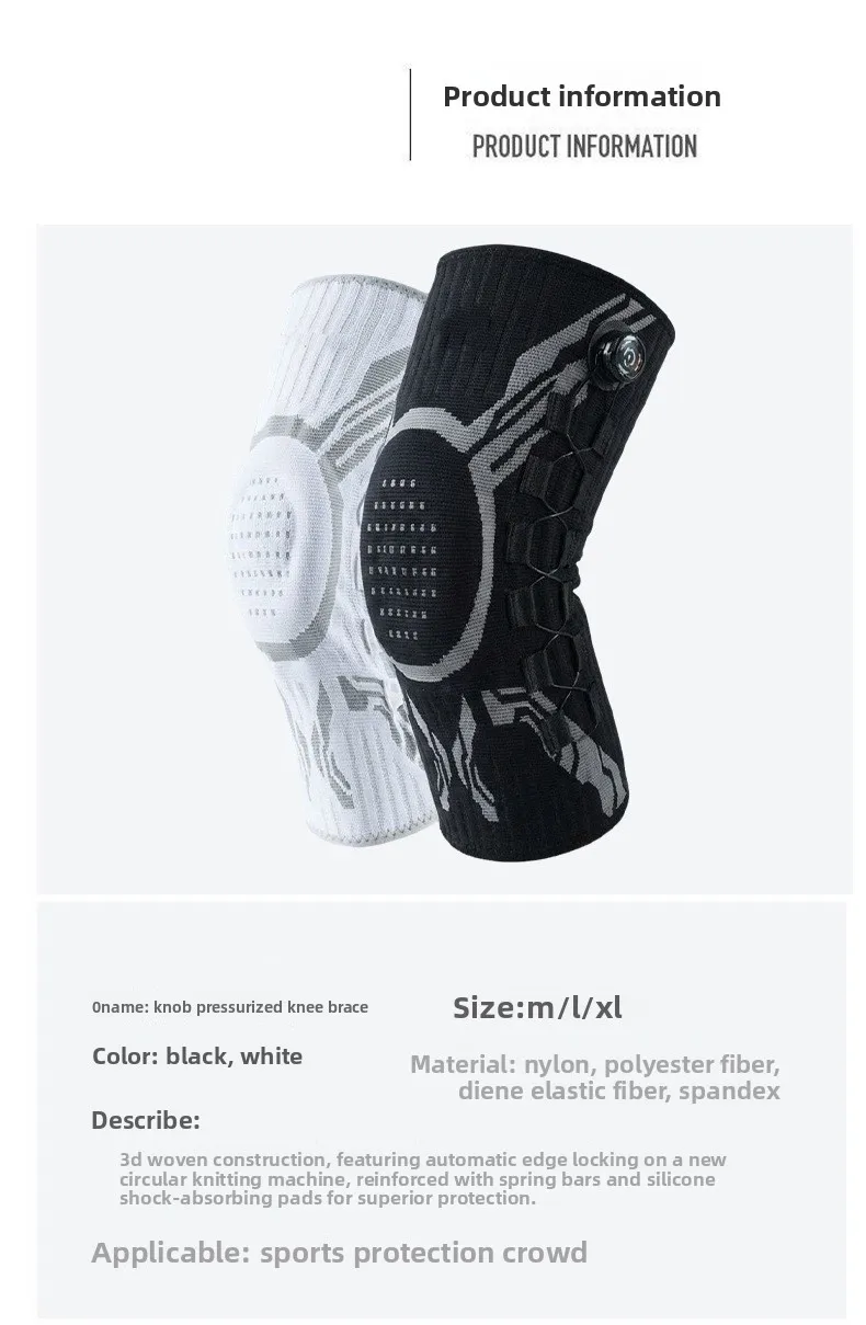 Sports Knee Pad Knob Pressure Spring Support Silicone Shock Absorption Breathable Nylon for Running Basketball Fitness