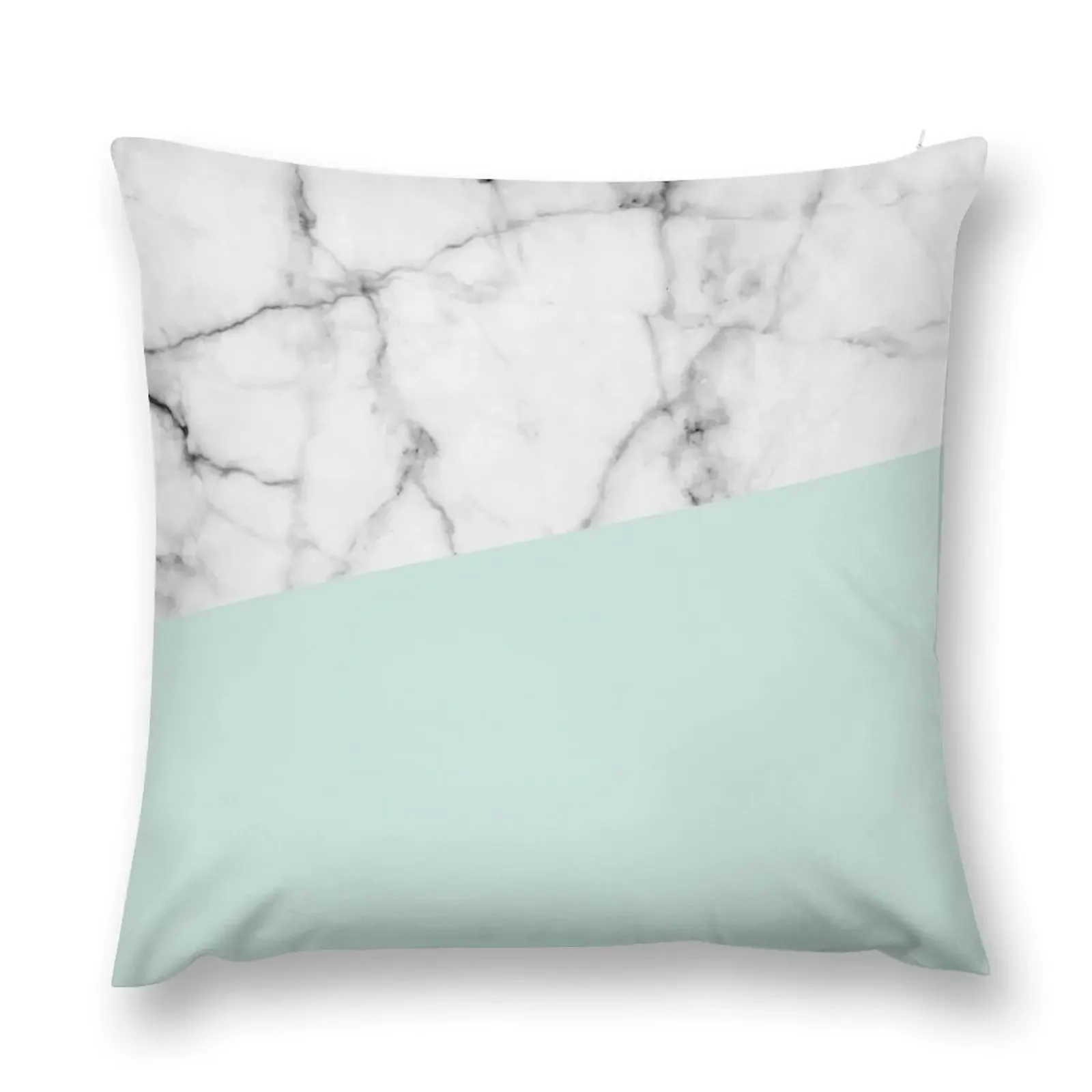 Real White marble Half pastel Mint Green Throw Pillow christmas decorations 2025 Cushions For Sofa pillow