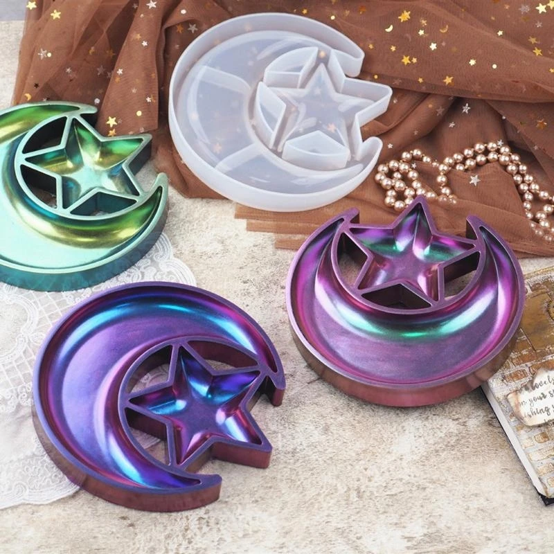 91AC MOON MOON STARE شكل صينية العفن مربع تخزين سيليكون صب قالب ل DIY CRAFT