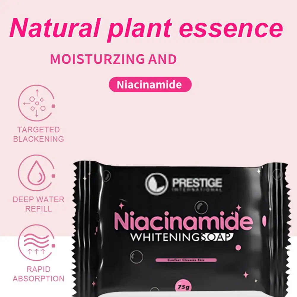 75g Niacinamide Brightening Soap ทําความสะอาดรูขุมขนไวท์เทนนิ่ง Exfoliating Rejuvenating Handmade Soap Moisturizing O4S6