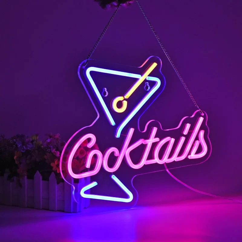 Cocktails Neon Signs LED Dimmable Neon Lights Sign for Beer Bar Man Cave Club Bedroom Hotel Pub Cafe Neon Light Art Wall Lights