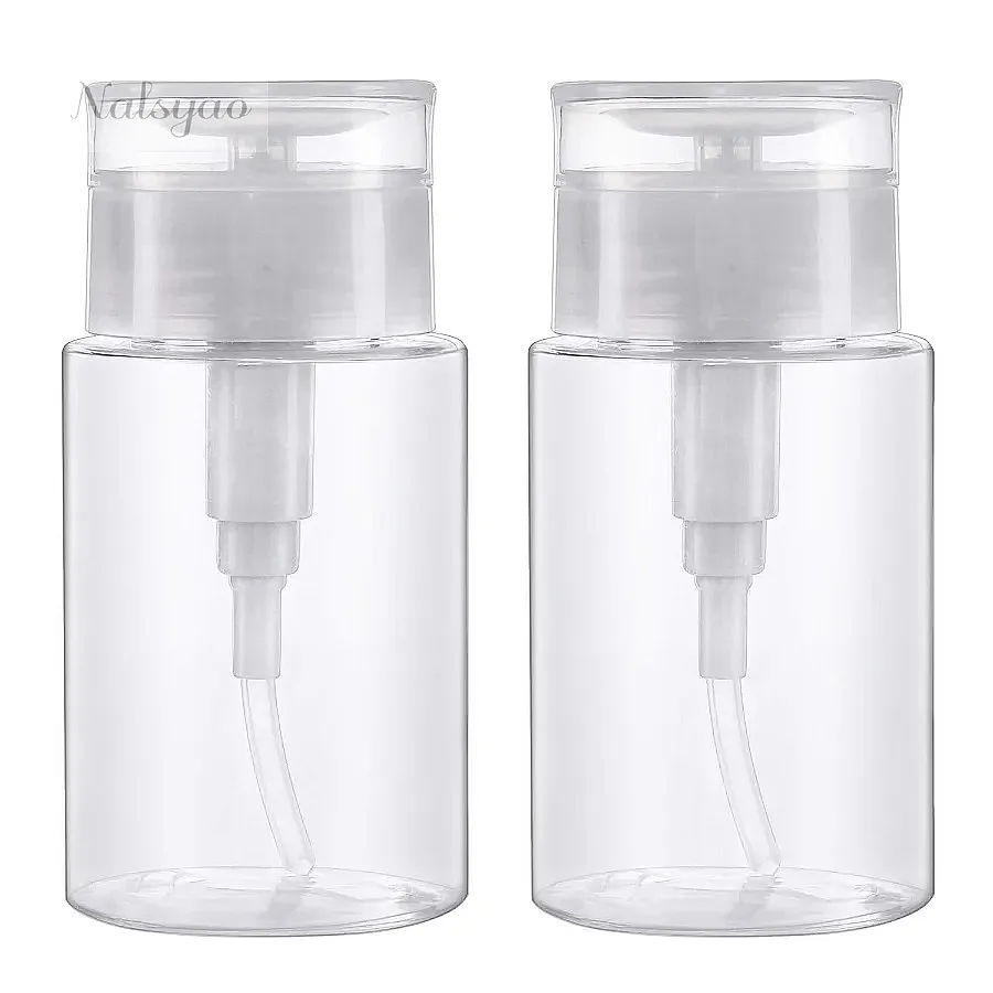 100ml Refillable Empty Press Pump Bottle Clear Dispenser Liquid Container for Makeup Remover Cleaner Polish Manicure Tools