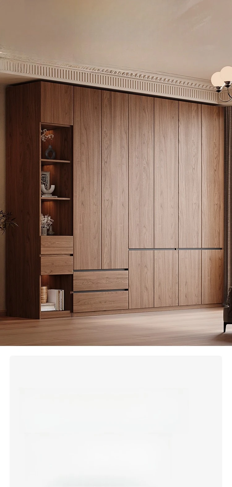 Premium Wardrobe free handle retro cabinet segmented  grade