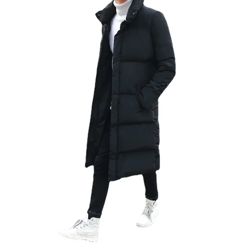 Korean Fashion Black Cotton Long Padded Parkas Coats Male 2025 Winter Casual Thicken Warm Puffer Jacket Men