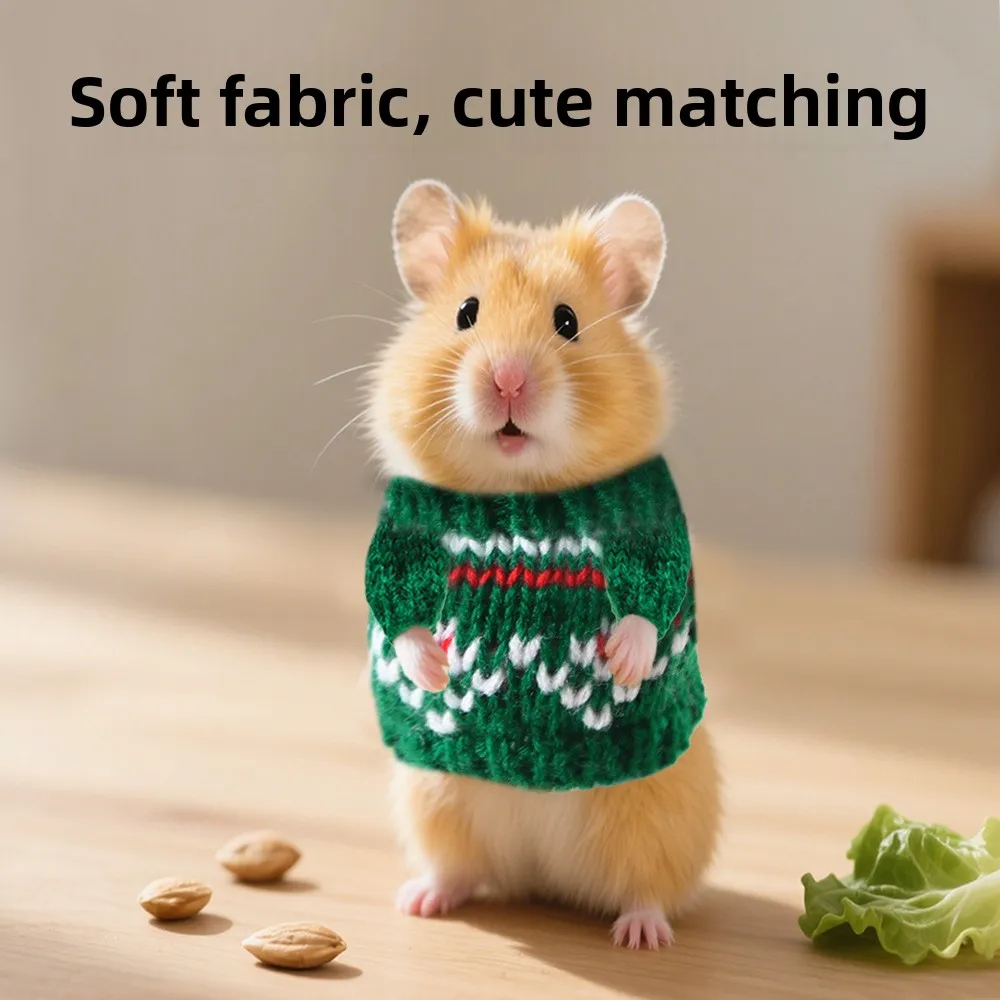New Christmas Hamster Knit Sweater Clothing for Golden Hamsters Gerbils Small Pets Photo Outfit Cute Warm Pet Apparel