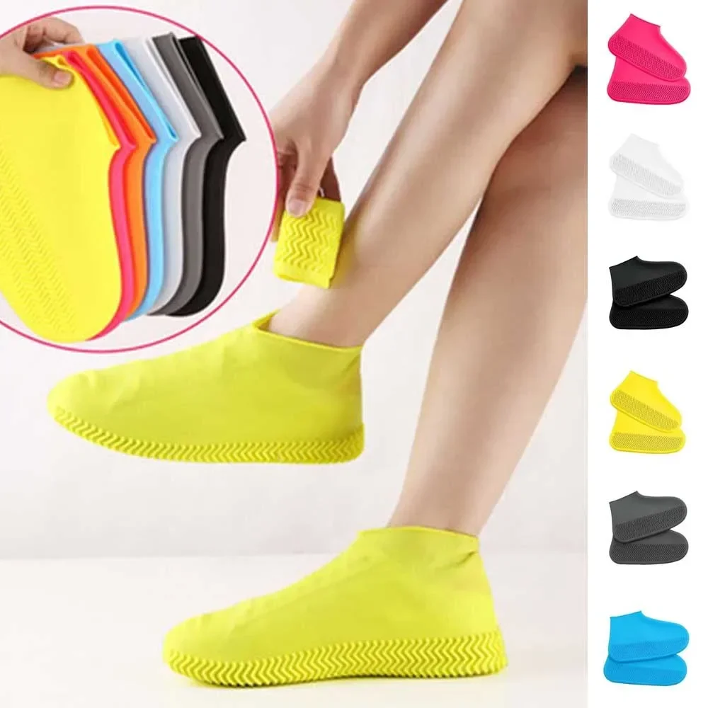 

1 Pair Waterproof Silicone Shoe Covers Non-Slip Rubber Overshoes For Rainy Days Reusable Boot Protectors S/M/L Wet Weather Part