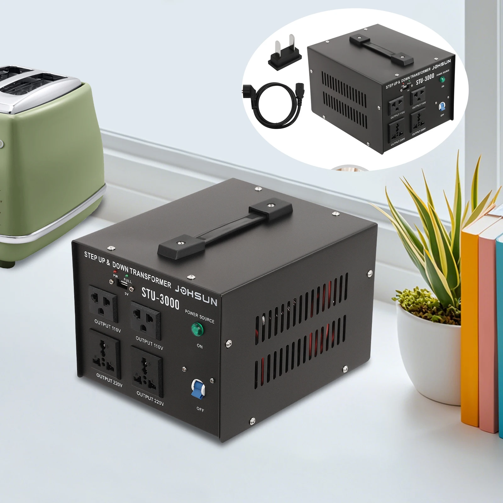 3000 واط محول جهد كهربي محول 110 فولت/220 فولت تصعيد/أسفل الولايات المتحدة التوصيل الحديد حالة 3-وضع 5 فولت USB فيوز حماية للمنزل الصناعية #1