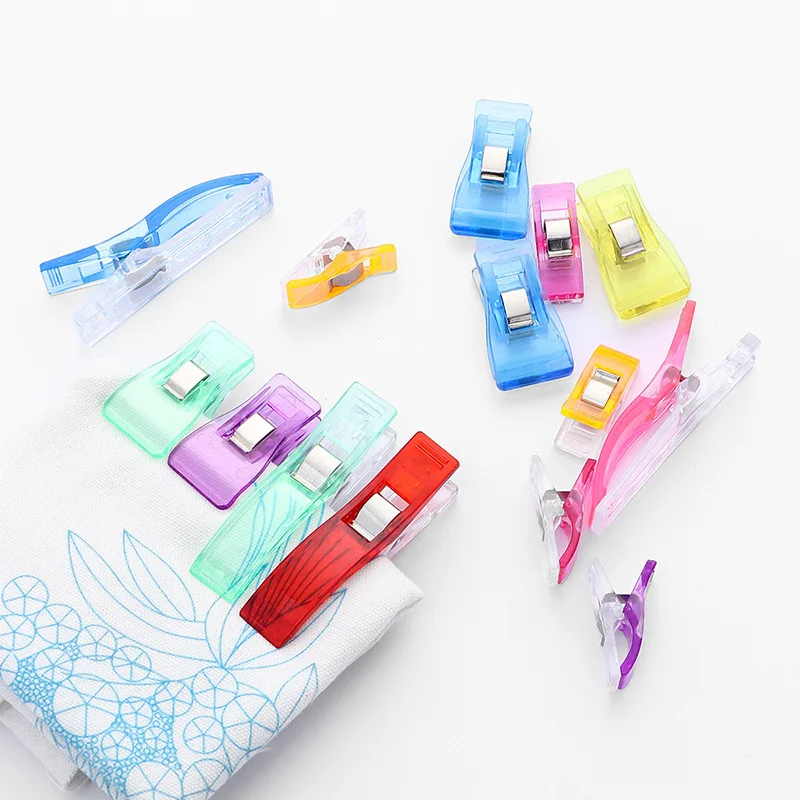1 Set, Multi-Size Random Shipment Color Plastic Edge-Bound Patchwork Sewing Positioning Clips, Scale Clips, Axe-Shaped Strong Cl