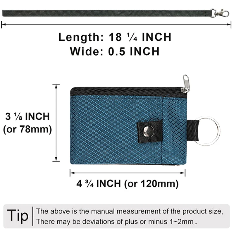 RFID Blocking Small Wallet With ID Window Waterproof Zipper Case Pouch With Lanyard Keychain For Cards Cash Coin Purse