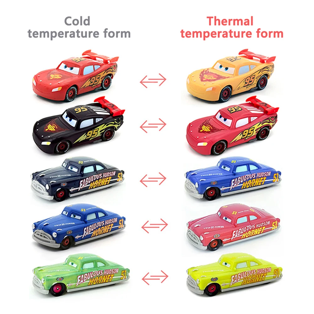 Cars Color Changing Toy Car Anime Figures Lightning McQueen Doc Hudson 1/55 Metal Die Casting Model Racing Toys Birthday Gifts