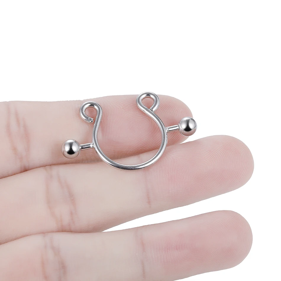 2pcs/lot Surgical Steel Fake Sexy Nipple Clip Rings Charm Faux Nipple Shield Non Piercing Rings Body Jewelry for Women Gift