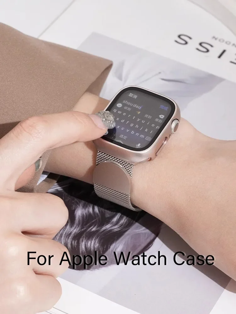 Glas + Abdeckung für Apple Watch Gehäuse 44 mm 40 mm 42 mm 38 mm Film PC Stoßstange Displayschutzfolie iWatch Serie 9 8 7 6 5 4 3 SE 41 mm 45 mm