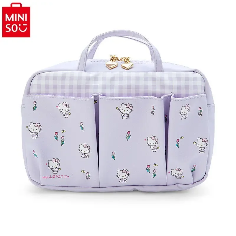 MINISO Sanrio Cartoon Cute Hello Kitty Kuromi Large Capacity Fashion Women's Handbag Multi functional Mom's Bag