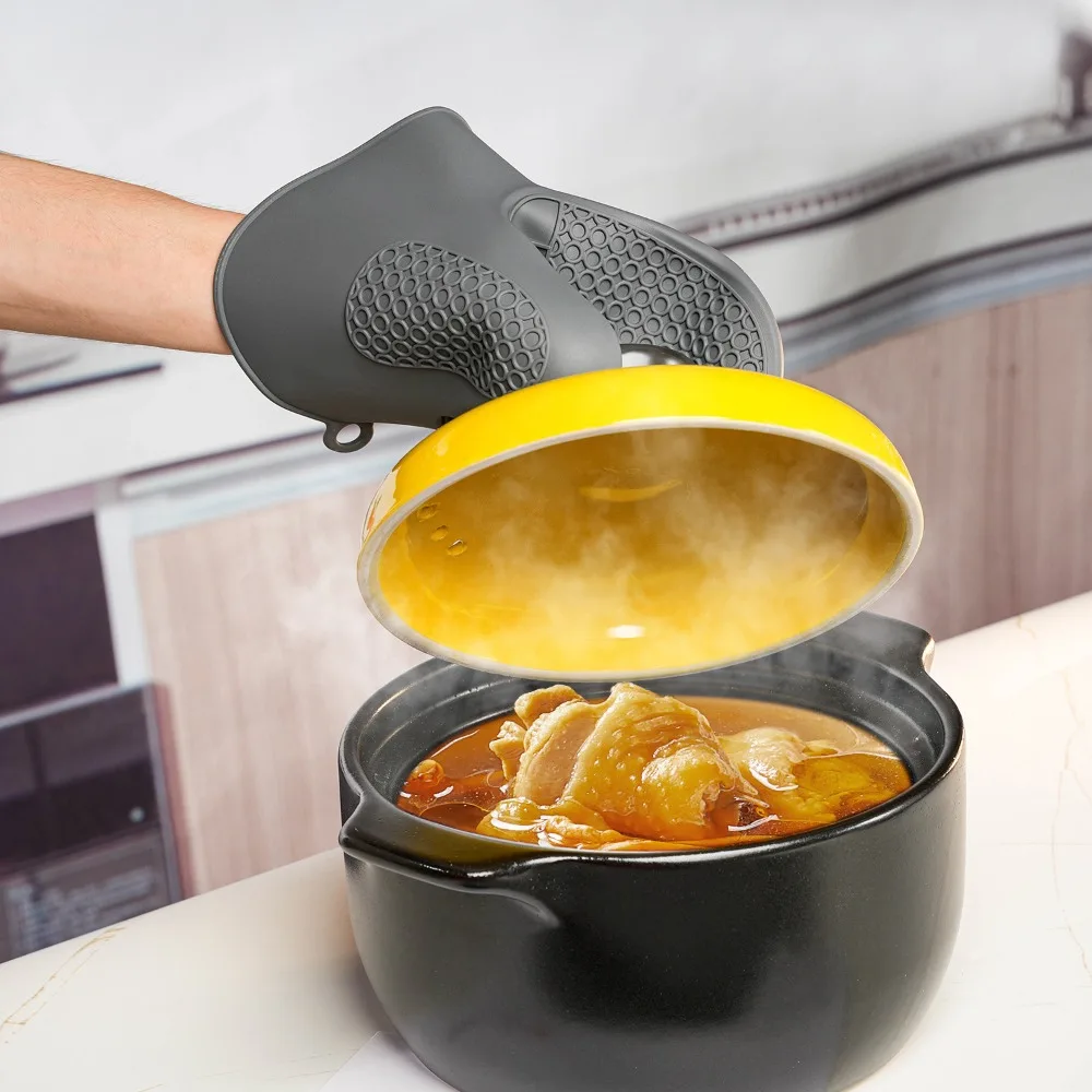 

Household Thickened Silicone Oven Mitts Anti-scald Non-Slip Oven Glove High Temperature Resistant Hand Clip Kitchen