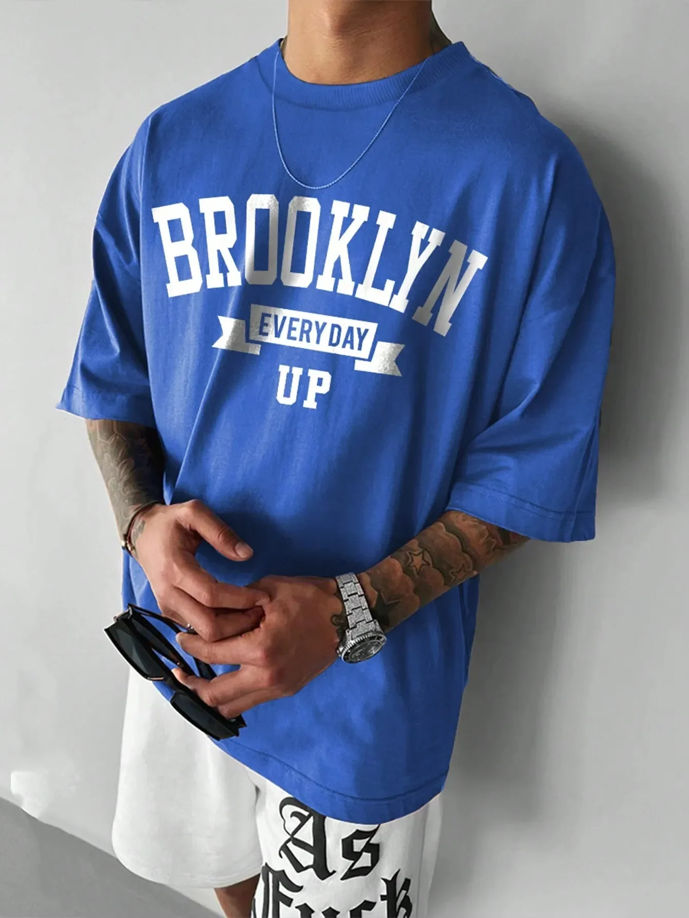 

Summer Men's Cotton T-Shirt Brooklyn Print Top T-Shirt Men's Fashion Letter Vest Short Sleeve Clothing Harajuku Street Wear