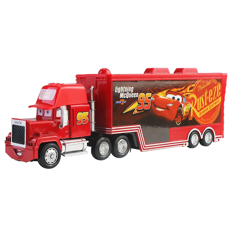 Disney Pixar Cars 2 Lightning McQueen Mack Uncle Vehicle Truck 1:55 Diecast  Model Car Toys For Children Boys