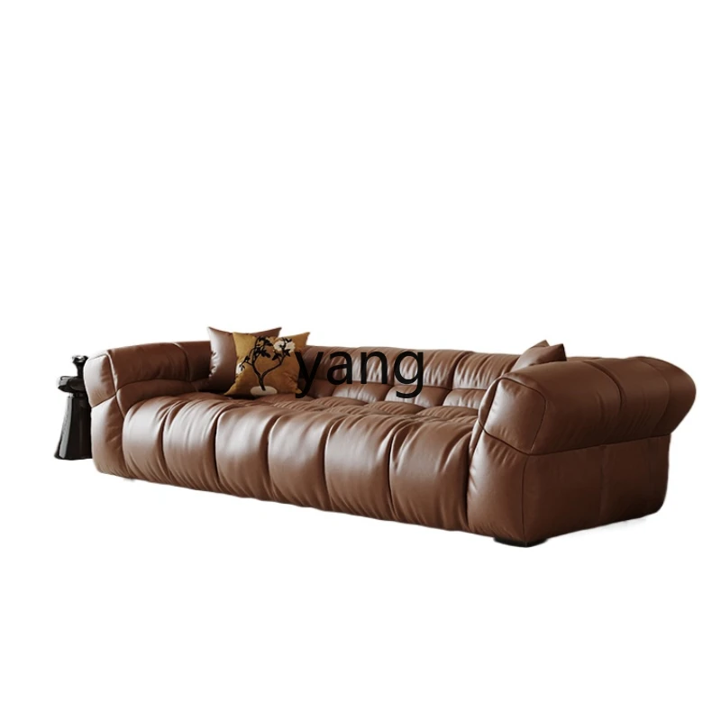 

Yjq cowhide sofa classical retro medieval style living room small apartment cloud sofa