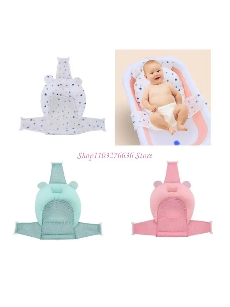 R6FD Foldable Baby Bath Cushion for Newborns Anti Slip Support Bath Bed Showering Mat