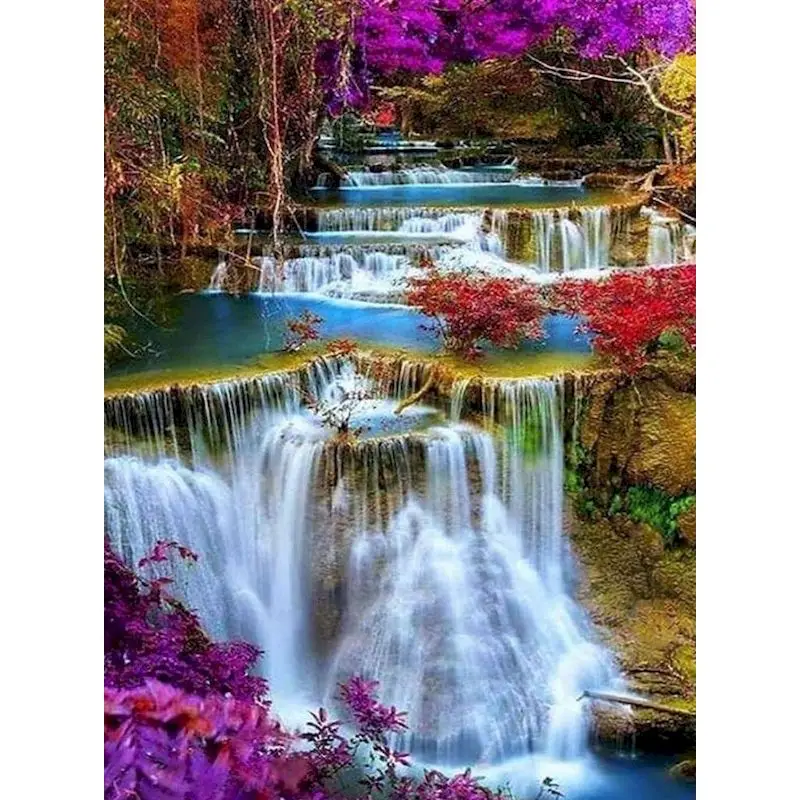 

GATYZTORY Diy Diamond Painting Landscape Mosaic Picture Full Square Diamond Embroidery Waterfall Cross Stitch Room Decor