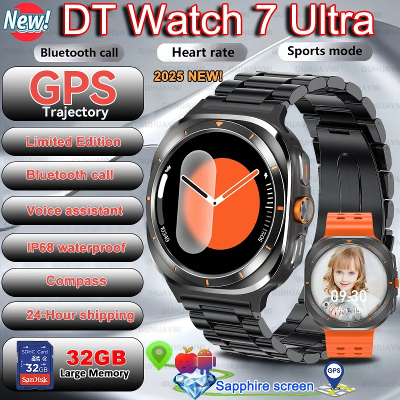 

2025 New Smart Watch 7 Smart Watch AMOLED HD Display GPS Maps Navigation 32GB Video Player AI Translation Calling Smartwatch Men