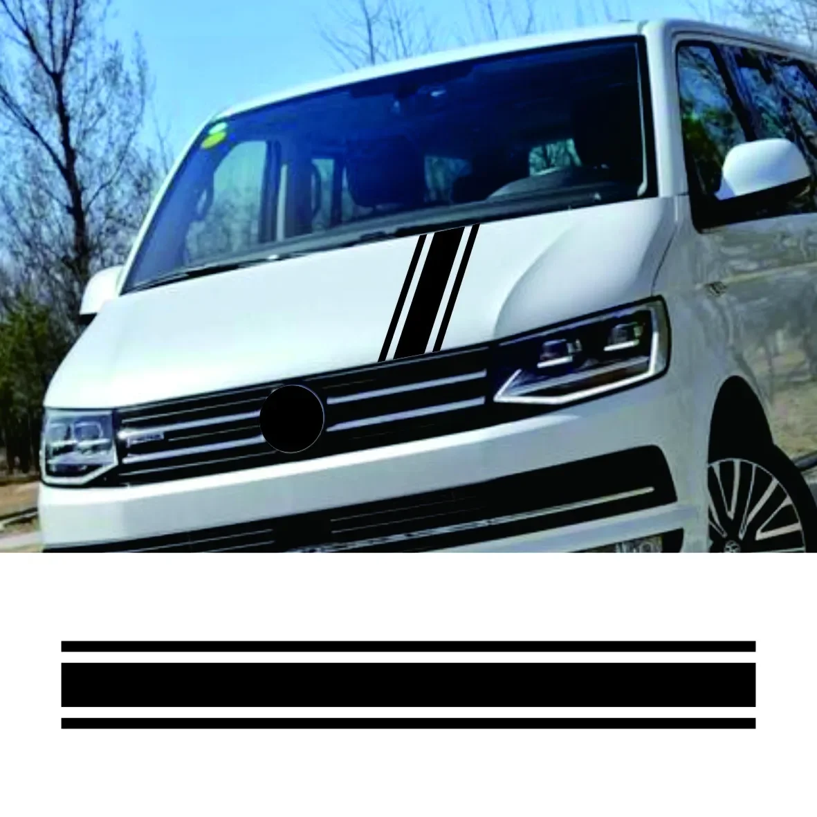 

For Volkswagen VW Transporter T6 T5 Caravelle Multivan Car Hood Stickers Camper Van Bonnet Styling Vinyl Decals Auto Accessories