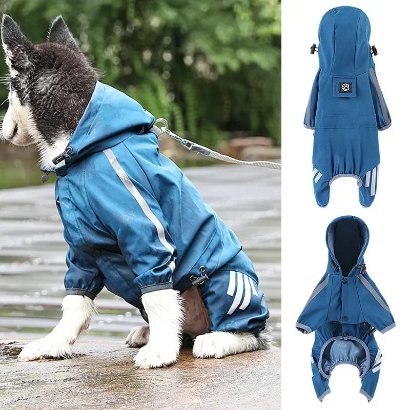 Raincoat Jumpsuit Outdoor Hoodies Clothes Waterproof Small Large Night Jacket Reflective Medium Rain Pet Dog Raincoats Coat