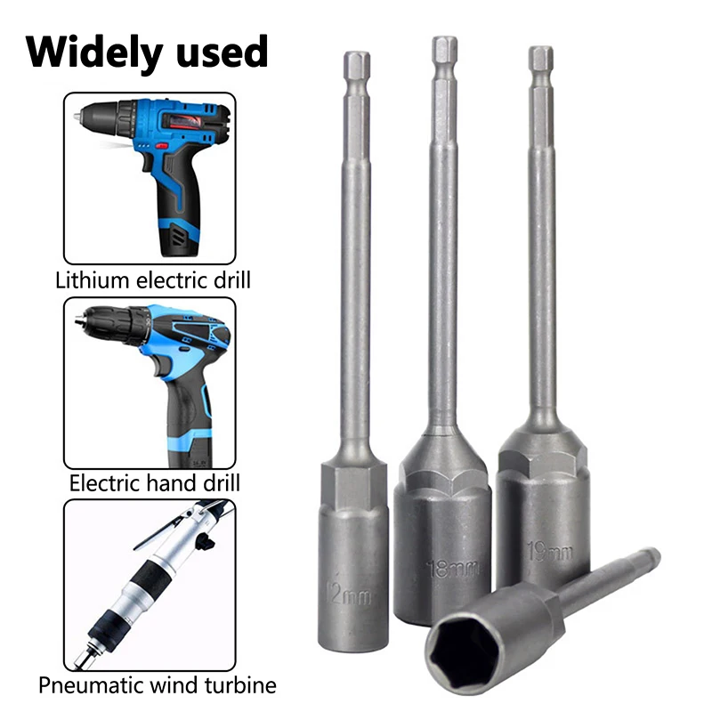1Pc 5.5-19mm Lengthen Electric Drill Socket Head Bolt Nut Driver Bit Impact Drill Bits Adapter Socket Wrench Extension Bar 150mm